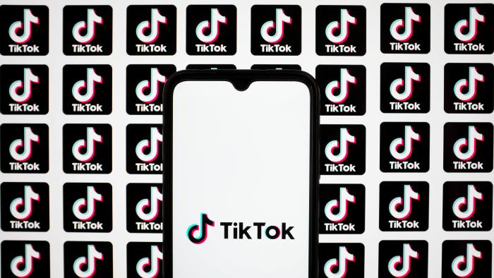 The TikTok logo is being displayed on a smartphone screen in Athens, Greece, on March 14, 2024. (Photo by Nikolas Kokovlis/NurPhoto via Getty Images)