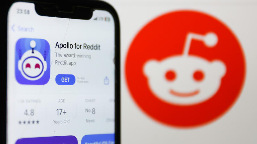 Apollo for Reddit on AppStore displayed on a phone screen and Reddit logo on the website displayed on a screen are seen in this illustration photo taken in Krakow, Poland on June 8, 2023. (Photo by Jakub Porzycki/NurPhoto via Getty Images)