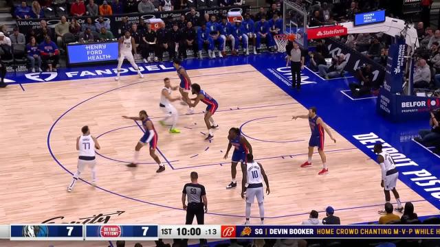 Luka Doncic with a 3-pointer vs the Detroit Pistons