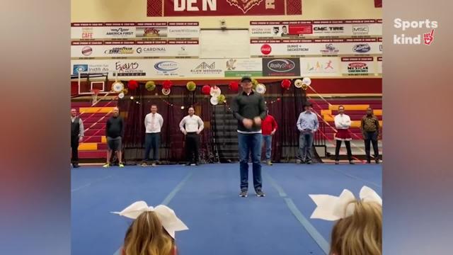 High School cheerleading dads bust out their moves in jumping competition