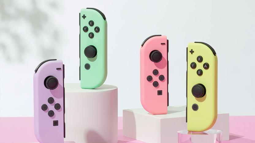 Nintendo Switch Joy-Con controllers in pastel colors