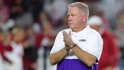 Getty Images - TUSCALOOSA, ALABAMA - NOVEMBER 04:  Head coach Brian Kelly of the LSU Tigers looks on prior to facing the Alabama Crimson Tide at Bryant-Denny Stadium on November 04, 2023 in Tuscaloosa, Alabama.  (Photo by Kevin C. Cox/Getty Images)