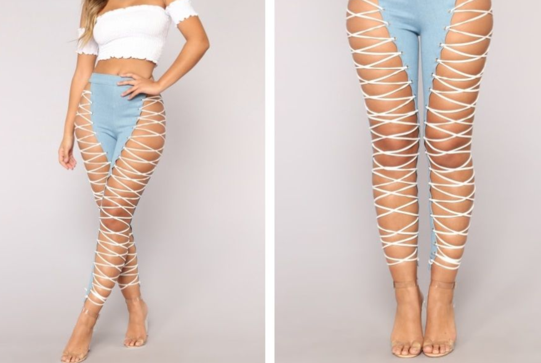 Shoppers are having a hard time with these lace-up jeans pic