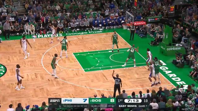 Tyrese Maxey with an assist vs the Boston Celtics