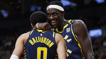 Getty Images - TORONTO, CANADA - APRIL 9: Tyrese Haliburton #0 and Pascal Siakam #43 of the Indiana Pacers react against the Toronto Raptors during second half of their NBA game at Scotiabank Arena on April 9, 2024 in Toronto, Canada. NOTE TO USER: User expressly acknowledges and agrees that, by downloading and or using this photograph, User is consenting to the terms and conditions of the Getty Images License Agreement. (Photo by Cole Burston/Getty Images)