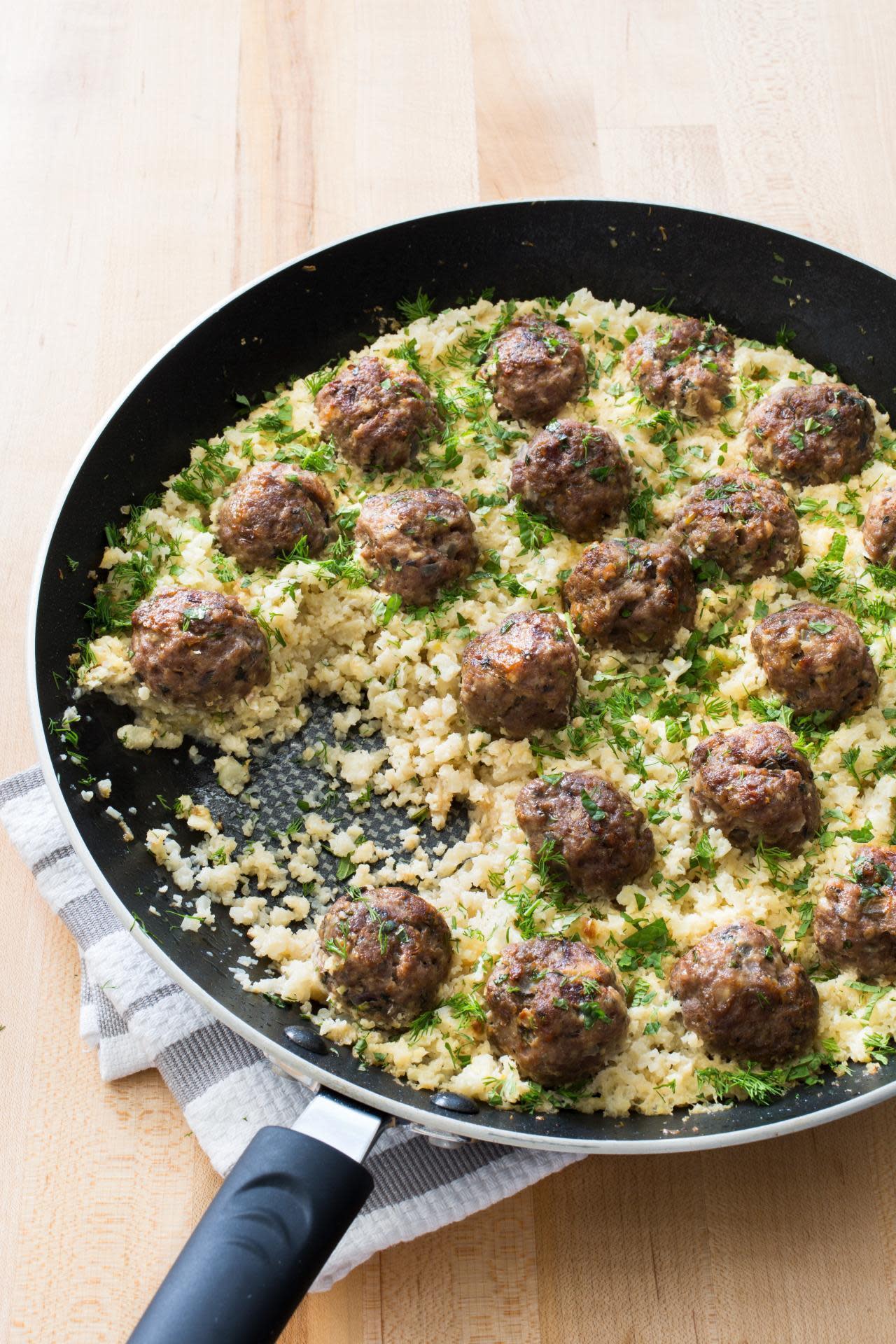 Greek Lamb Meatballs with Cauliflower Rice from ‘Paleo Perfected’