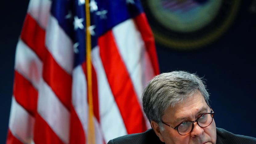 U.S. Attorney General William Barr participates in a roundtable discussion about human trafficking at the U.S. Attorney's Office in Atlanta, Georgia, U.S., September 21, 2020. REUTERS/Elijah Nouvelage