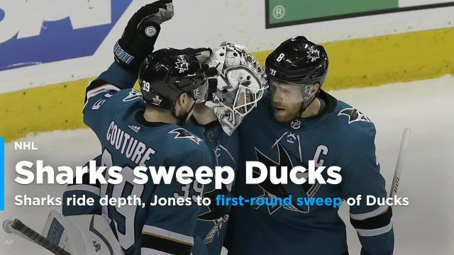 Sharks ride depth, Jones to first-round sweep of Ducks