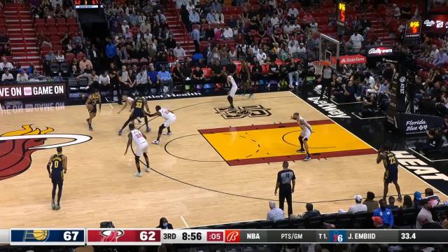 Myles Turner with a 3-pointer vs the Miami Heat