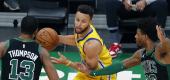 The Golden State Warriors' Stephen Curry during Saturday's game against the Boston Celtics. (AP)