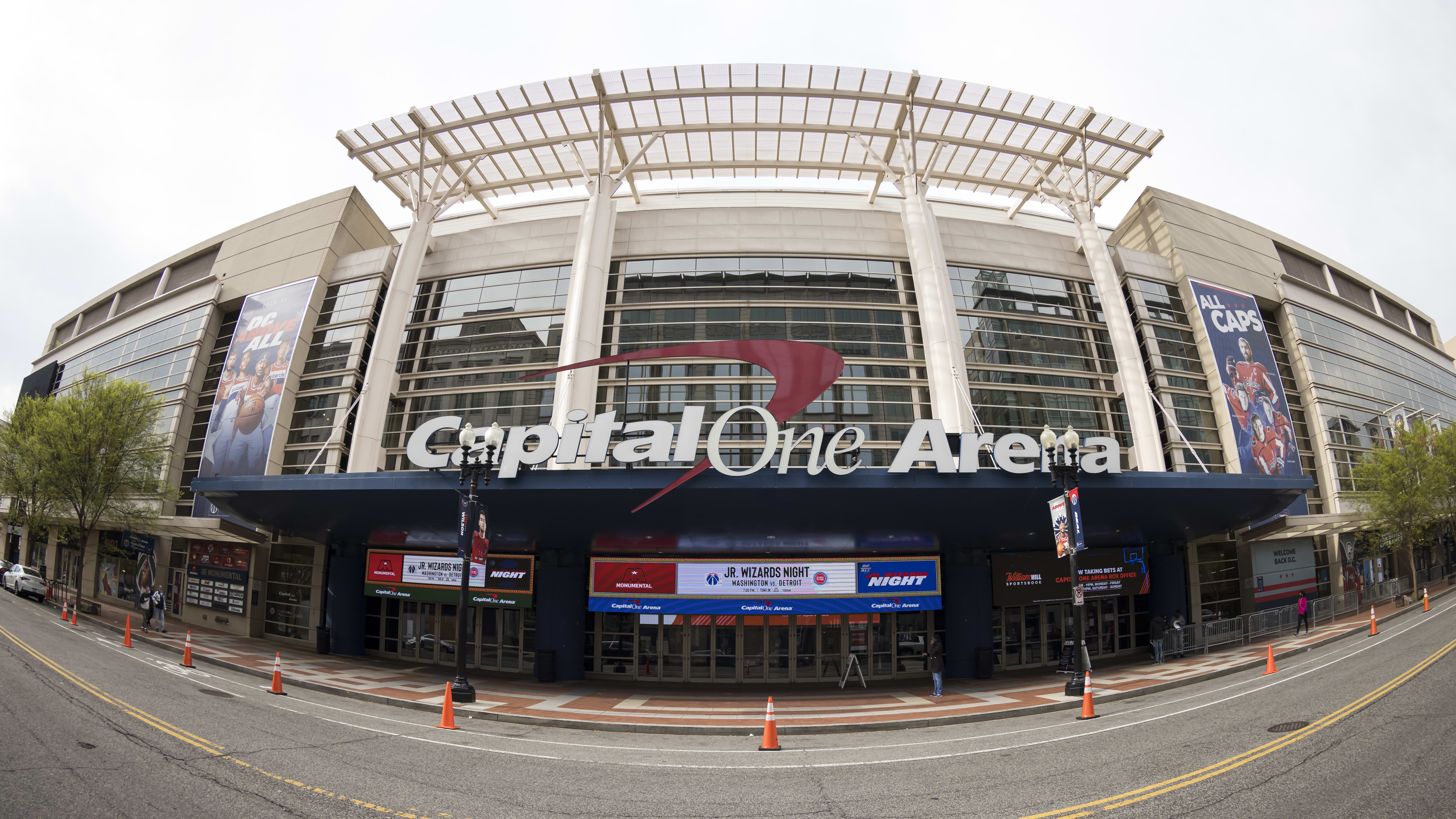 Capital One Arena team store selling Caps home and alternate jerseys with  Caesar Sportsbook ads