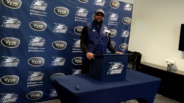 Defensive coordinator Will Harris talks about the Georgia Southern defensive backs
