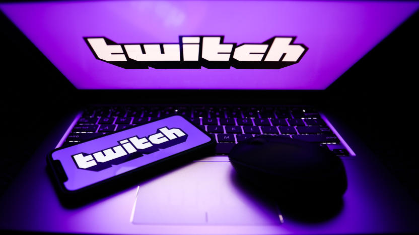 Twitch logos are seen displayed on a phone and a laptop screens in this illustration photo taken in Krakow, Poland on April 30, 2021. (Photo by Jakub Porzycki/NurPhoto via Getty Images)