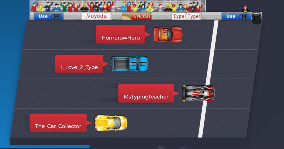 Typing Game With Race Cars