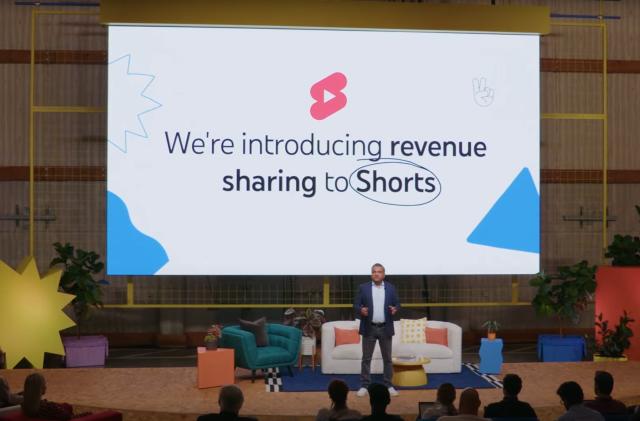 YouTube announces revenue sharing for Shorts.