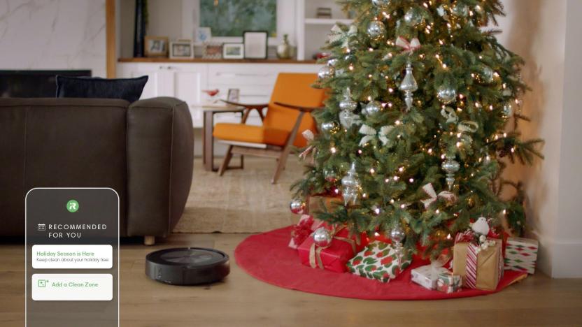 Roomba robot vacuum detects Christmas tree zone