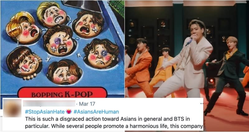 Sparks Outrage topps with sticker showing BTS beaten amid anti-Asian attacks