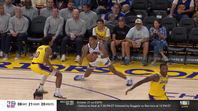 Stephen Curry with an and one vs the Los Angeles Lakers