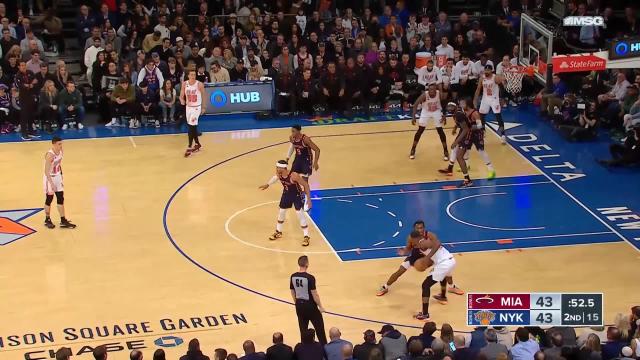 Tyler Herro with a 3-pointer vs the New York Knicks