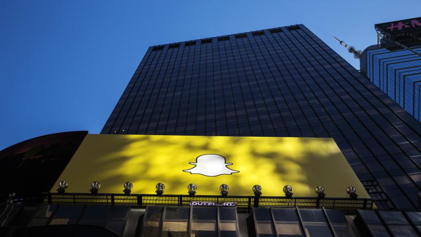 A billboard displays the logo of Snapchat above Times Square in New York March 12, 2015. REUTERS/Lucas Jackson/File Photo