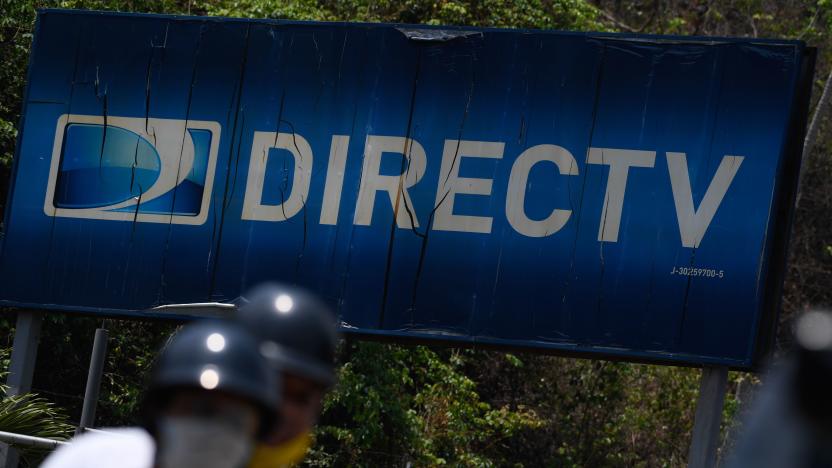 View of DirecTV broadcast satellite service provider logo at its headquarters in Caracas on May 19, 2020. - US telecommunications giant AT&T announced on Tuesday its "immediate" withdrawal from the pay television market in Venezuela, where it offered the DirecTV satellite platform, due to the impossibility of complying with the legal requirements of both countries. (Photo by Federico PARRA / AFP) (Photo by FEDERICO PARRA/AFP via Getty Images)