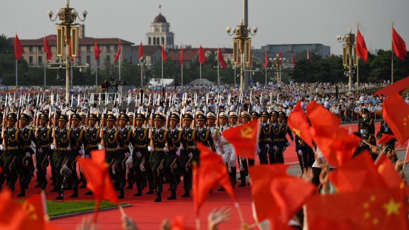 Chinese honour guards prepare for celebrations in Beijing on July 1, 2021, to mark the 100th anniversary of the founding of the Communist Party of China. (Photo by WANG Zhao / AFP) (Photo by WANG ZHAO/AFP via Getty Images)