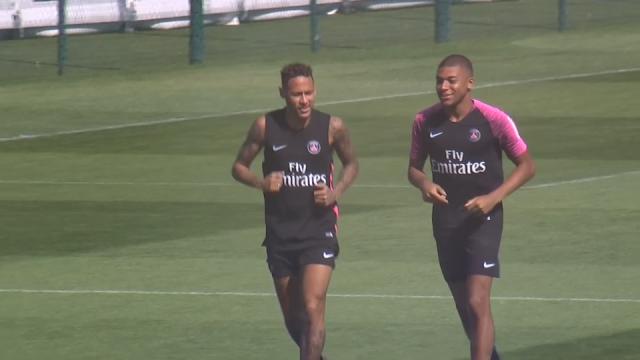 PSG's Neymar and Mbappe in training for new season