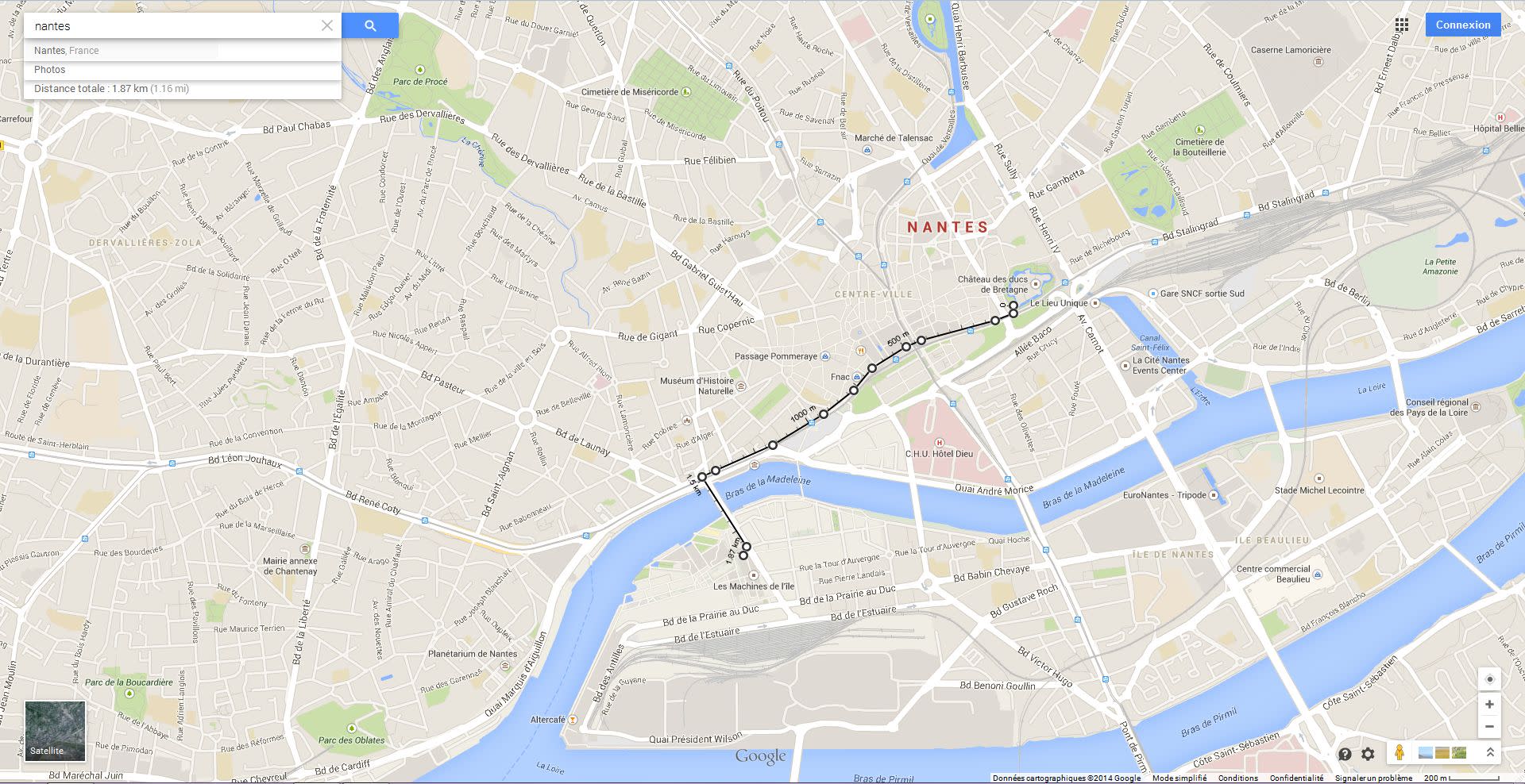 distance between two points google maps