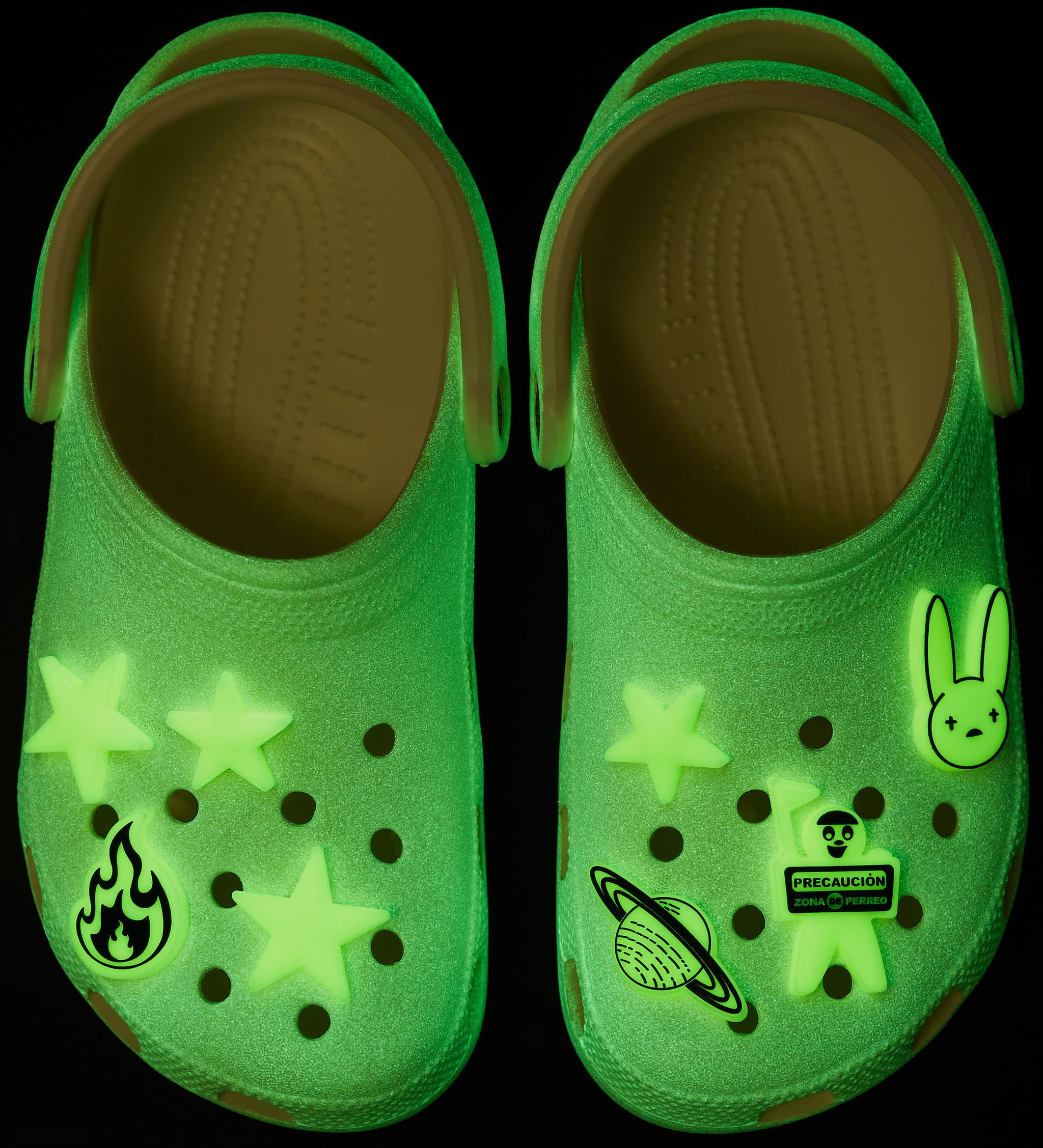 Bad Bunny Created Glow  in the Dark  Crocs  Just in Time For 
