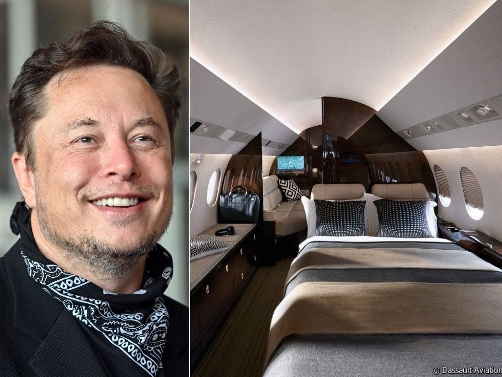 Inside Elon Musk's first-ever private jet, the $26 million Dassault Falcon 900B,..