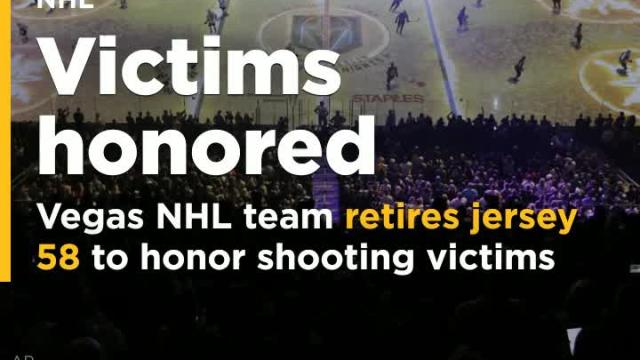 Vegas NHL team retires jersey 58 to honor shooting victims