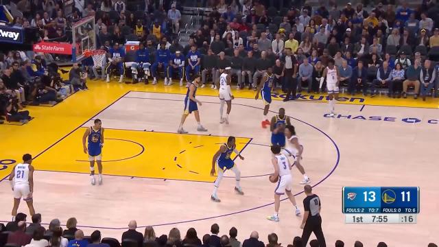Josh Giddey with an assist vs the Golden State Warriors
