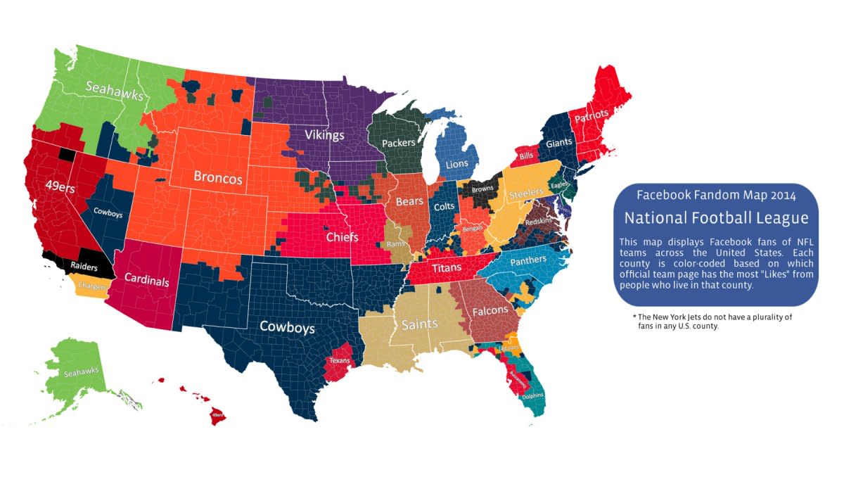 Map Shows Which NFL Team Every US County Roots For