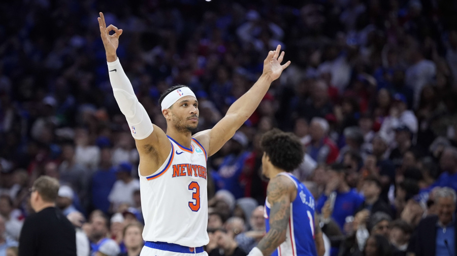 Associated Press - New York Knicks' Josh Hart reacts during the second half of Game 6 in an NBA basketball first-round playoff series against the Philadelphia 76ers, Thursday, May 2, 2024, in Philadelphia. (AP Photo/Matt Slocum)