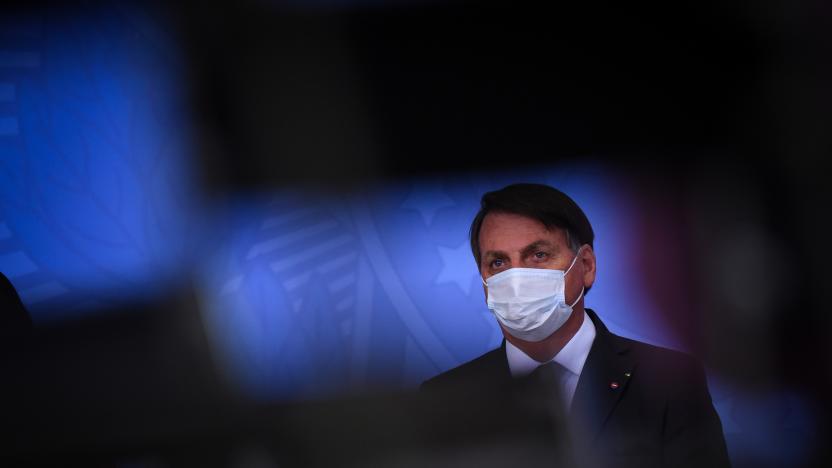 Brazil's president Jair Bolsonaro attends the launching ceremony of a campaign to support rural women at Palace in Brasilia, Brazil, on Wednesday, July 29, 2020. (Photo by Andre Borges/NurPhoto via Getty Images)