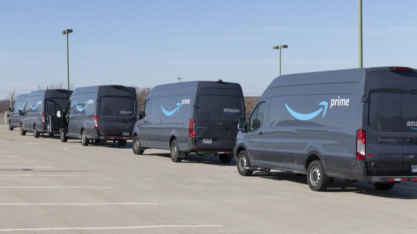 Beavercreek - Circa November 2021: Amazon Prime delivery vans. Amazon.com is getting In the delivery business With Prime branded vans.