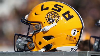 Getty Images - COLUMBIA, MO - OCTOBER 07: A view of an LSU Tigers helmet during an SEC football game between the LSU Tigers and Missouri Tigers on Oct 7, 2023 at Memorial Stadium in Columbia, MO. (Photo by Scott Winters/Icon Sportswire via Getty Images)