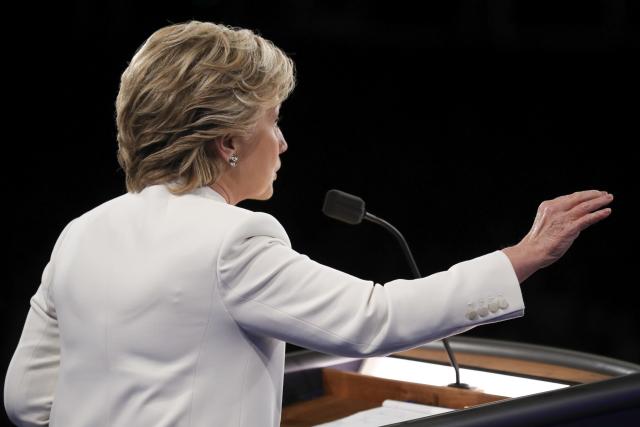 Hillary Clinton answers a question during the third presidential debate at UNLV in Las Vegas, Wednesday, Oct. 19, 2016. (Photo:Joe Raedle/Pool via AP)