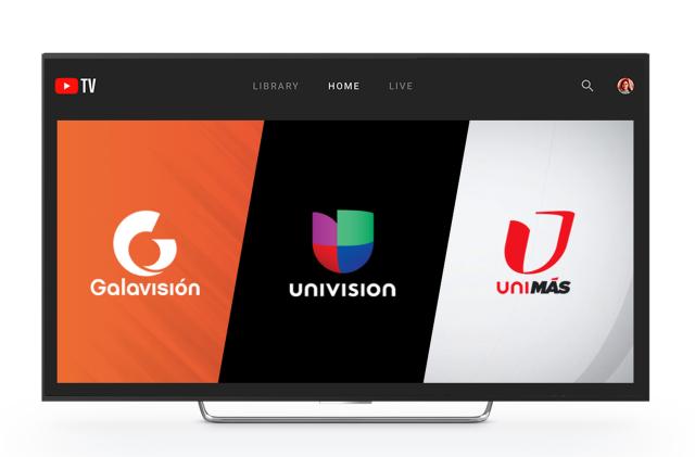 YouTube TV Spanish channels Galavision, Univision and UniMas