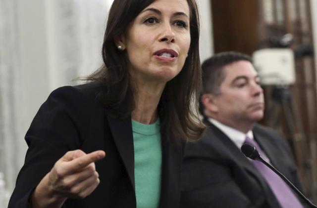 FILE - Jessica Rosenworcel, a Federal Communications Commission commissioner, speaks during hearing on Capitol Hill in Washington, June 24, 2020. The Federal Communications Commission is outlawing robocalls that contain voices generated by artificial intelligence. The decision sends a clear message that exploiting the technology to scam people and mislead voters won’t be tolerated. (Alex Wong/Pool via AP, File)