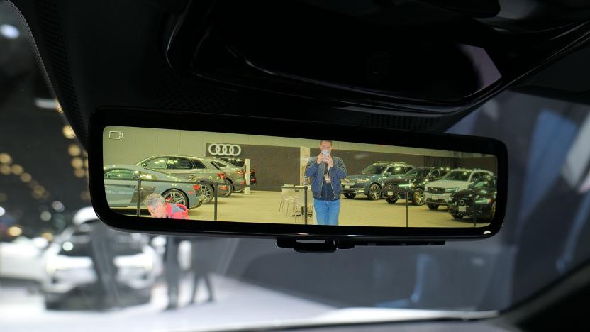 Instead of a rear window, the Polestar 4 features a camera that pipes footage to a rearview "mirror" with a built-in display. 