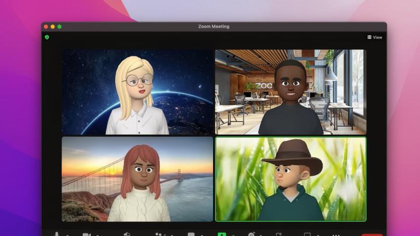 Grid of human cartoon-style avatars in a Zoom video meeting