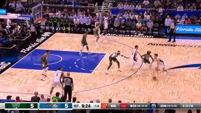 Franz Wagner with an and one vs the Milwaukee Bucks