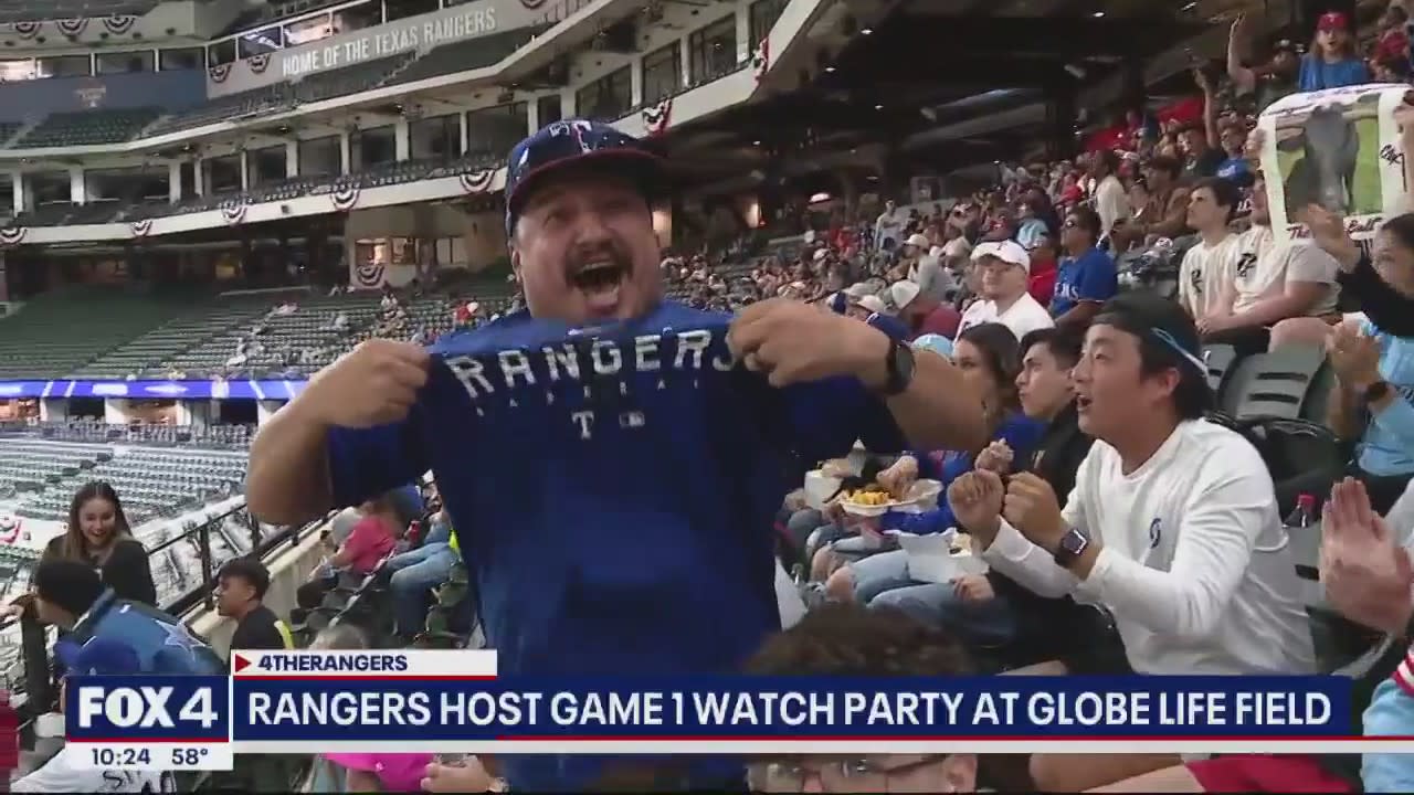 Texas Rangers fans celebrate ALCS Game 1 win