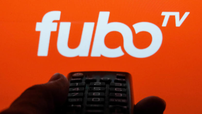 TV remote control is seen with fuboTV logo displayed on a screen in this illustration photo taken in Krakow, Poland on February 6, 2022. (Photo by Jakub Porzycki/NurPhoto via Getty Images)