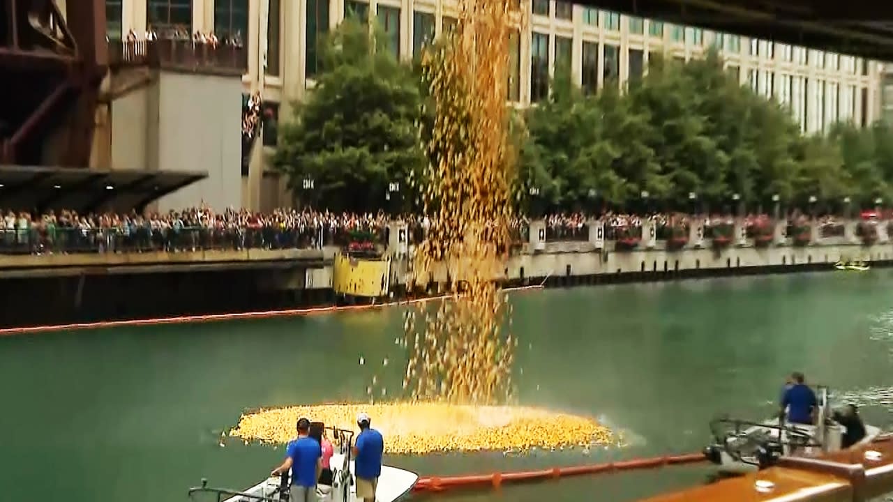 Etats-Unis : une « course » de canards en caoutchouc jaunes à Chicago