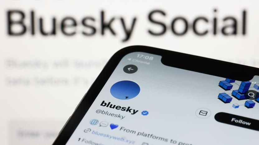 Bluesky Twitter account displayed on a phone screen and Bluesky Social website displayed on a screen in the background are seen in this illustration photo taken in Krakow, Poland on November 5, 2022. (Photo by Jakub Porzycki/NurPhoto via Getty Images)