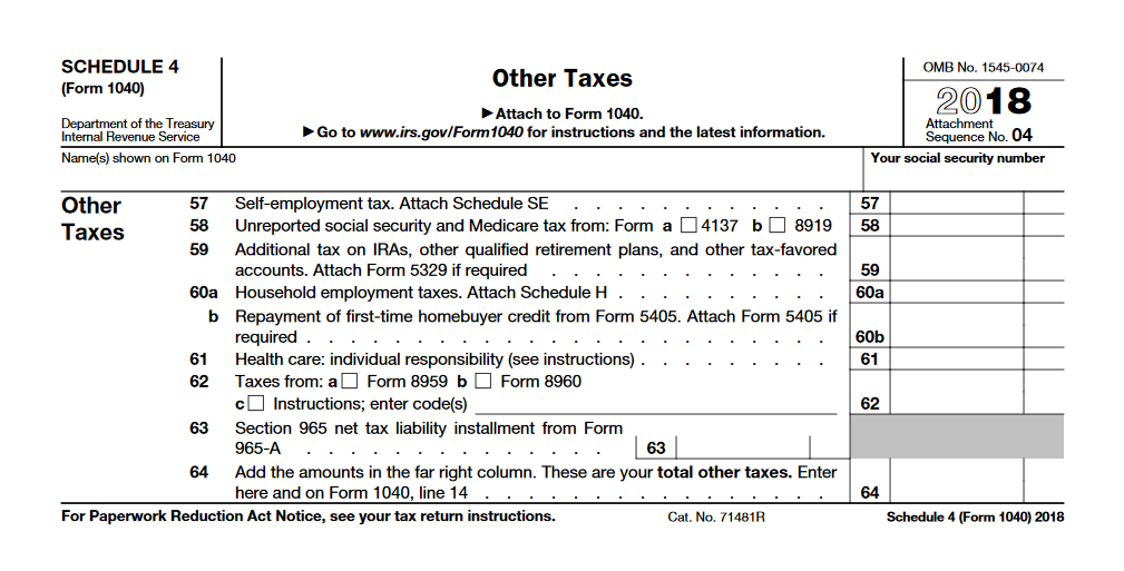 IRS Schedule 4 Do You Owe These 7 Extra Taxes?