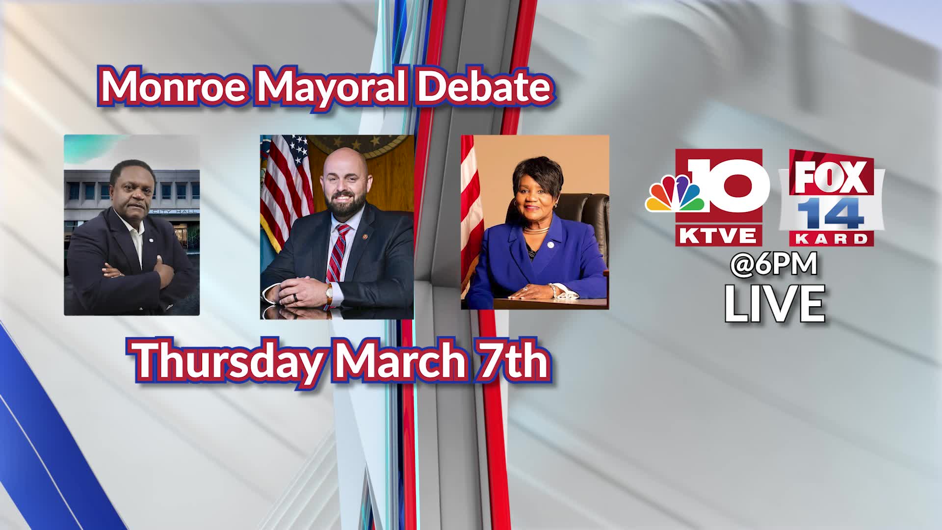 Monroe Mayoral Debate to air on NBC 10 and FOX 14 on March 7th