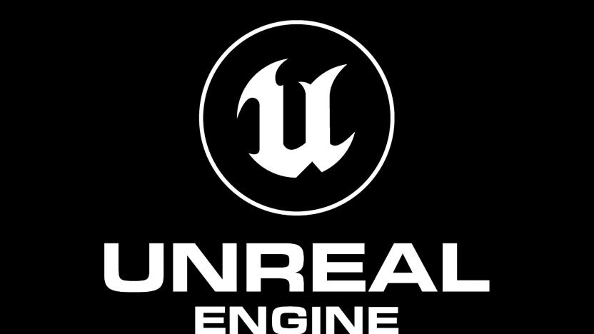 Unreal Engine logo in white lettering over a black background